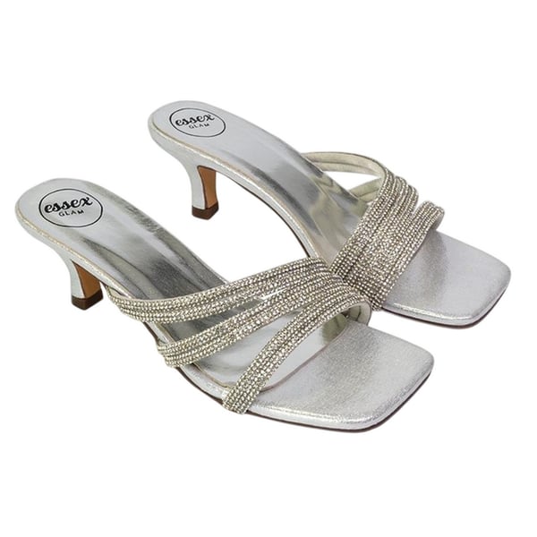 XY London Womens/Ladies Sparkle Diamante Square Toe Mule Sandals