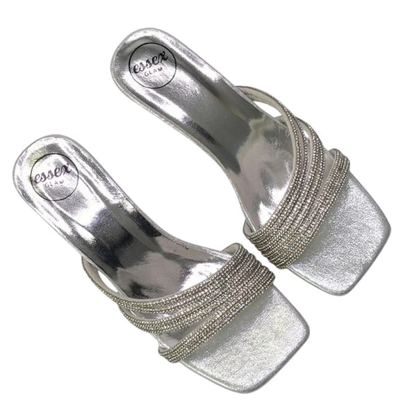 XY London Womens/Ladies Sparkle Diamante Square Toe Mule Sandals