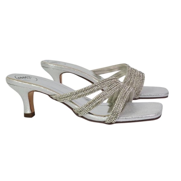 XY London Womens/Ladies Sparkle Diamante Square Toe Mule Sandals