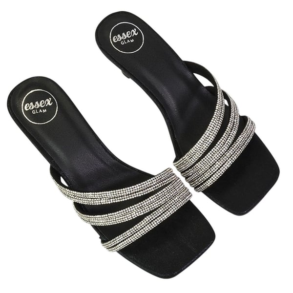 XY London Womens/Ladies Sparkle Diamante Square Toe Mule Sandals