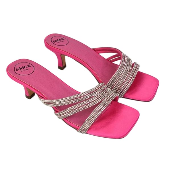 XY London Womens/Ladies Sparkle Diamante Square Toe Mule Sandals