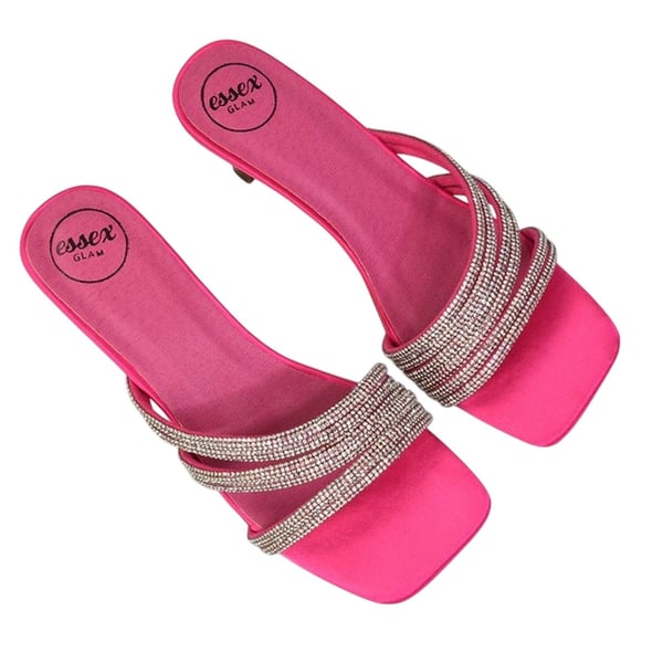 XY London Womens/Ladies Sparkle Diamante Square Toe Mule Sandals