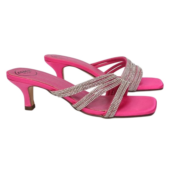 XY London Womens/Ladies Sparkle Diamante Square Toe Mule Sandals