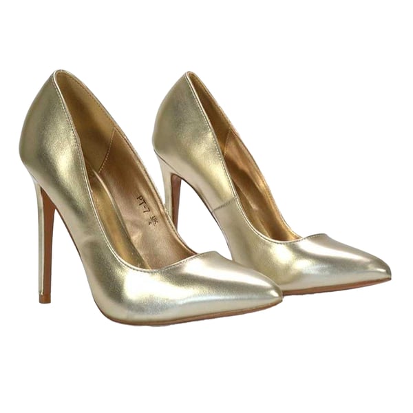 XY London Dam/Kvinnor Lu Lu Metallic Spetsig Hög Stilettklack Pumps