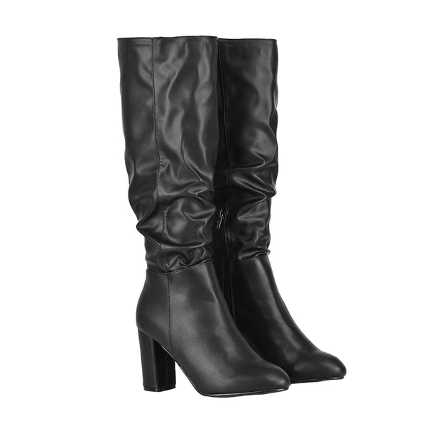 XY London Womens/Ladies Alana Block Heel Ruched Knee-High Boots