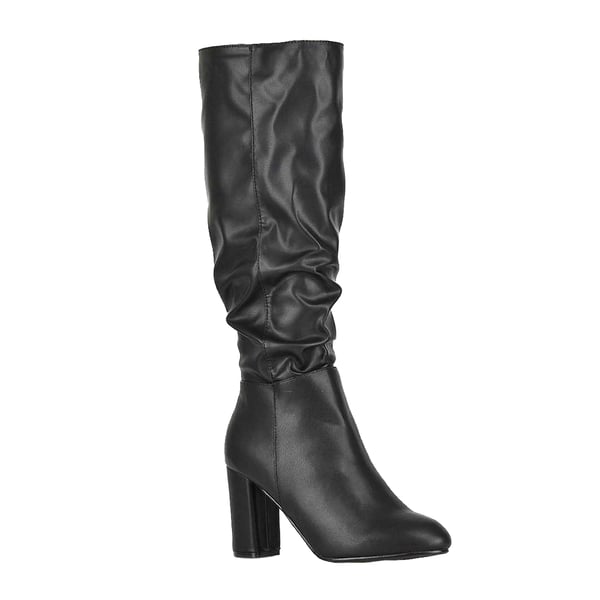 XY London Womens/Ladies Alana Block Heel Ruched Knee-High Boots XY London Womens/Ladies Alana Block Heel Ruched Knee-High Boots