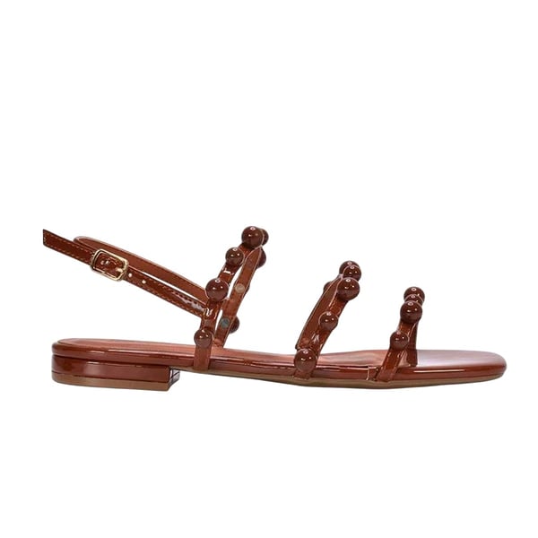 XY London Womens/Ladies Pamela Patent Strappy Beaded Flat Sandals