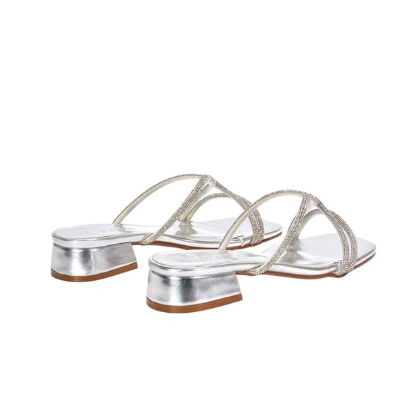 XY London Womens/Ladies Olivia Diamante Metallic Low Block Heel Sandals