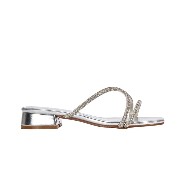 XY London Womens/Ladies Olivia Diamante Metallic Low Block Heel Sandals