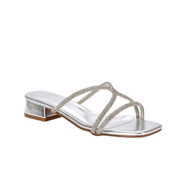 XY London Womens/Ladies Olivia Diamante Metallic Low Block Heel Sandals