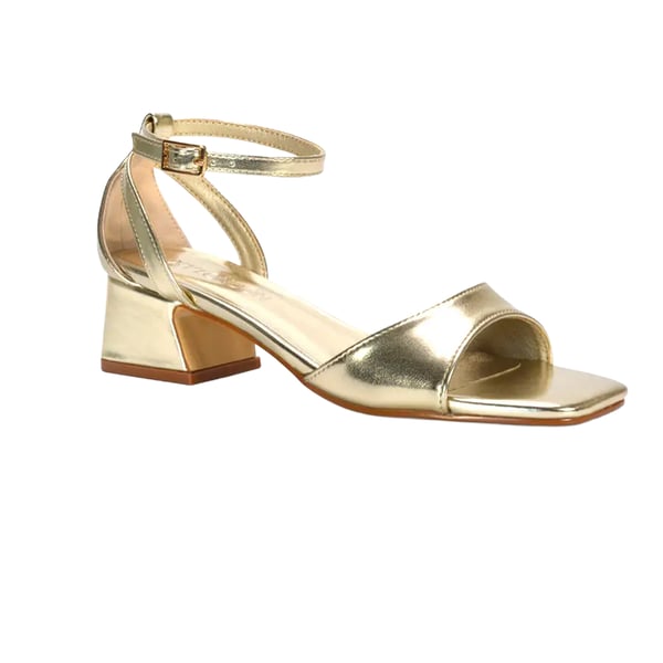 XY London Womens/Ladies Hayley Cut Out Metallic Strappy Low Block Heel Sandals