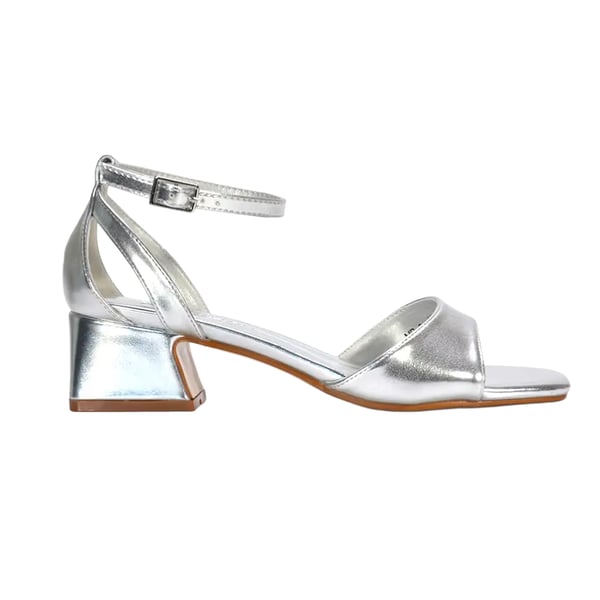 XY London Womens/Ladies Hayley Cut Out Metallic Strappy Low Block Heel Sandals