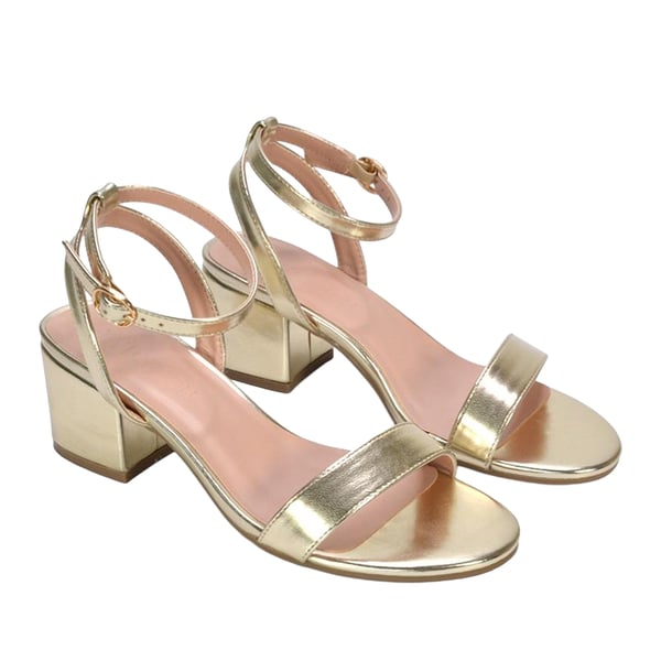 XY London Womens/Ladies Gemma Metallic Strappy Low Block Heel Sandals XY London Womens/Ladies Gemma Metallic Strappy Low Block Heel Sandals
