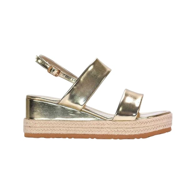 XY London Womens/Ladies Ally Metallic Low Heel Wedge Sandals