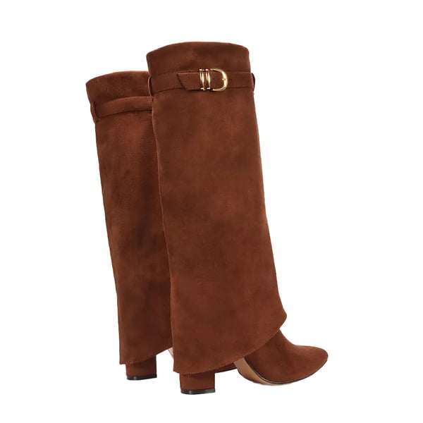 XY London Womens/Ladies Aaliyah Folded Collar Zipped Knee-High Boots