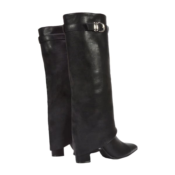 XY London Womens/Ladies Aaliyah Folded Collar Zipped Knee-High Boots
