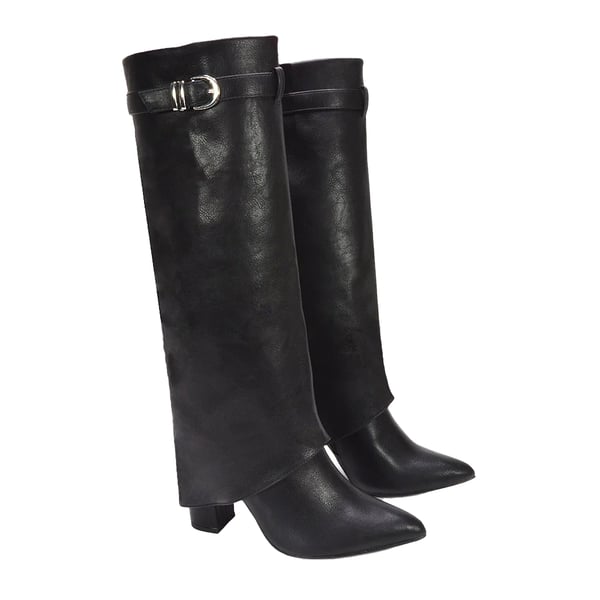 XY London Womens/Ladies Aaliyah Folded Collar Zipped Knee-High Boots