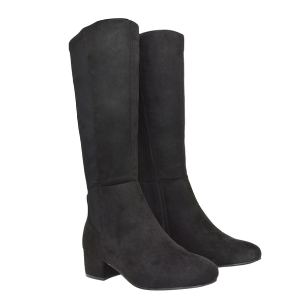 XY London Womens/Ladies Hannah Zip Elasticated Shaft Low Block Heel Long Boots XY London Womens/Ladies Hannah Zip Elasticated Shaft Low Block Heel Long Boots