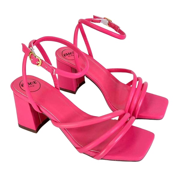 XY London Womens/Ladies Trixie Strappy Square Toe Buckle Mid Block Heel Sandals