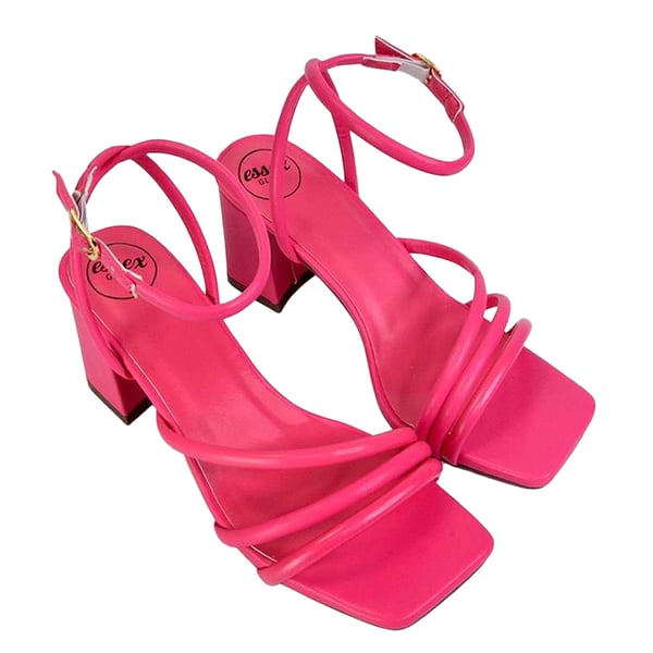 XY London Womens/Ladies Trixie Strappy Square Toe Buckle Mid Block Heel Sandals