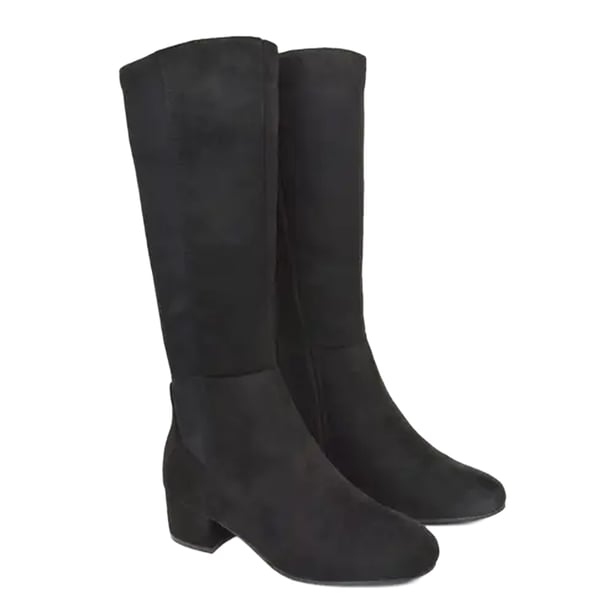 XY London Womens/Ladies Hannah Zip Elasticated Shaft Low Block Heel Long Boots