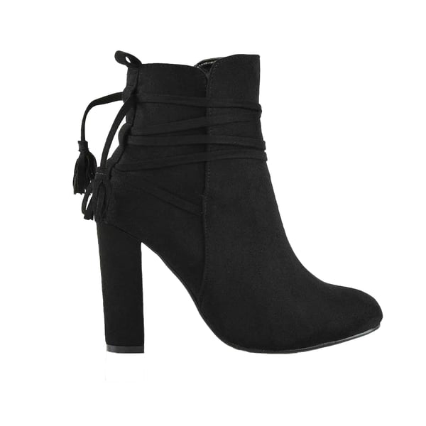XY London Womens/Ladies Jamie Tassel Tie Up High Block Heel Ankle Boots