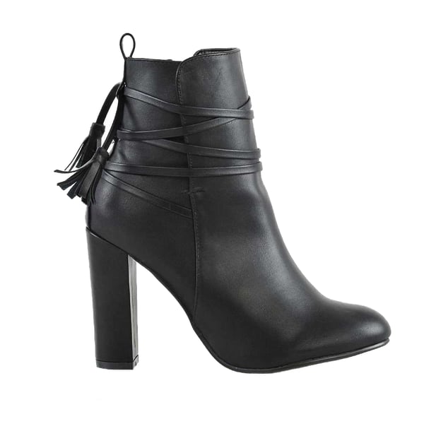 XY London Womens/Ladies Jamie Tassel Tie Up High Block Heel Ankle Boots