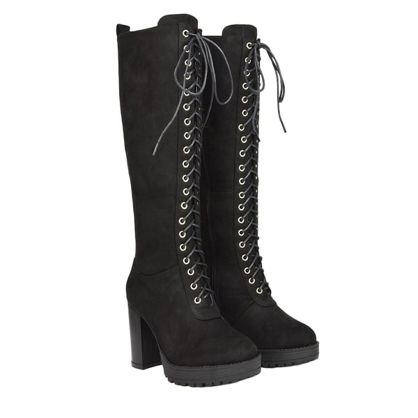 XY London Womens/Ladies Ruthie Suedette Platform Knee-High Boots
