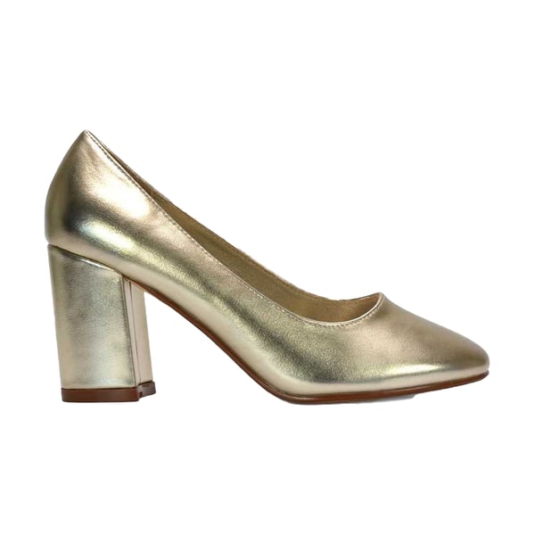 XY London Esme Mellanblockklackskor med rund tå i metallic för damer