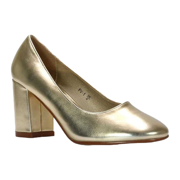 XY London Esme Mellanblockklackskor med rund tå i metallic för damer