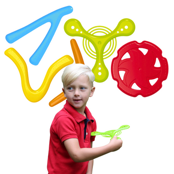 Kastesæt: TO frisbee-skiver, tre boomeranger