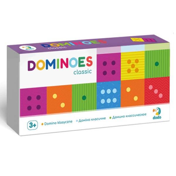 Klassinen domino lautapeli pienille lapsille värilliset kortit