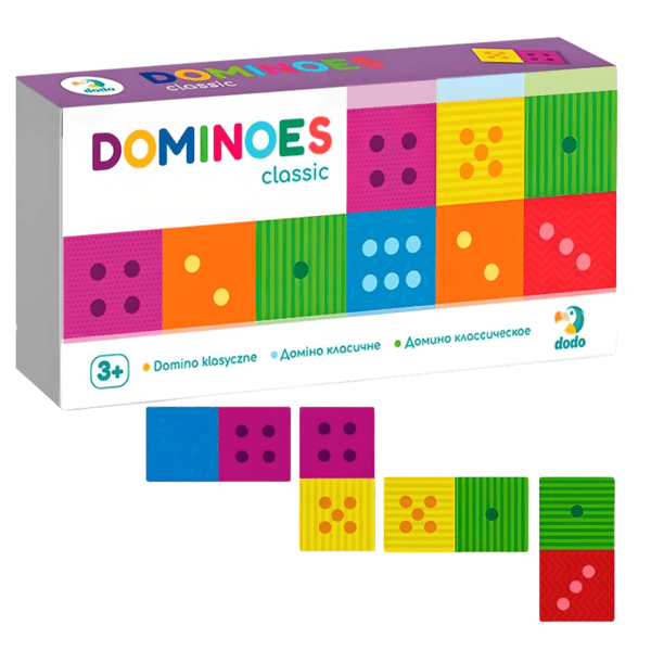 Klassinen domino lautapeli pienille lapsille värilliset kortit