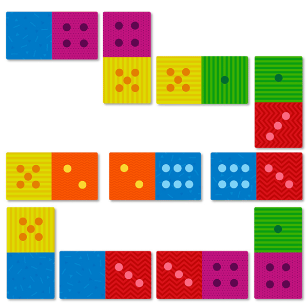 Klassinen domino lautapeli pienille lapsille värilliset kortit