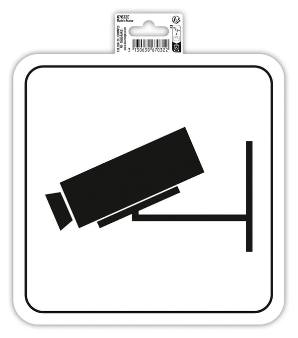 Exacompta Selvklaebende CCTV/Videoovervågningsskilt (20 cm) - hvid 67032E