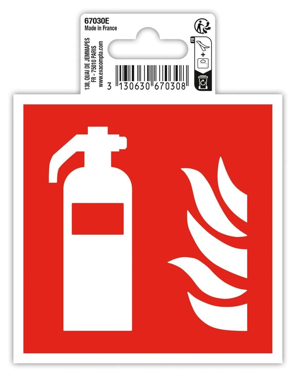 Exacompta Selvklaebende skilt med brandslukker (10 cm) - Rød 67030E
