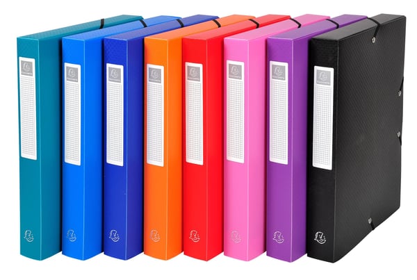 Exacompta 8x Exabox Opak PP arkiveringsboks 40mm ryg A4. - assorterede farver 5970E