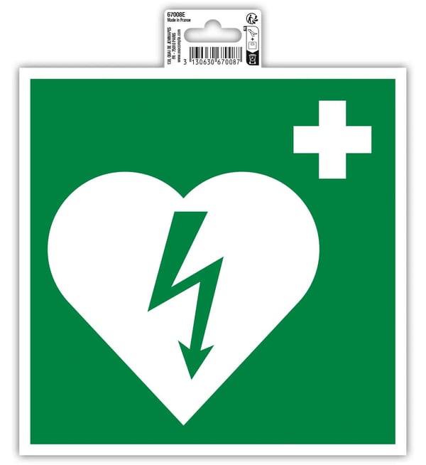 Exacompta Selvklaebende skilt til defibrillator (20 cm) - Grøn 67008E