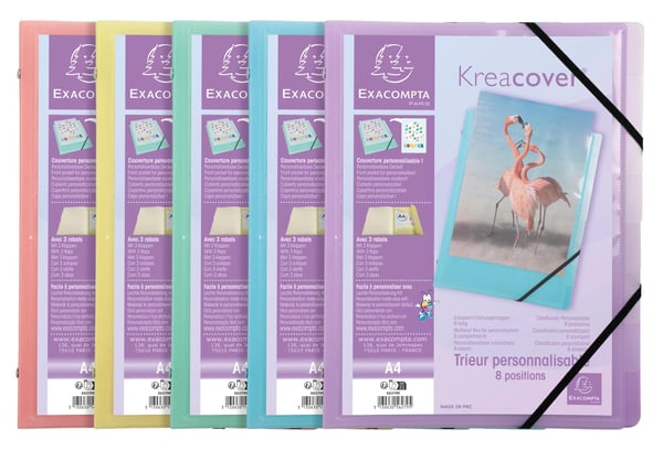 Exacompta 10x Kreacover Milti Part File 8 Compart, Pastel Assorted - assorterede farver 56279E