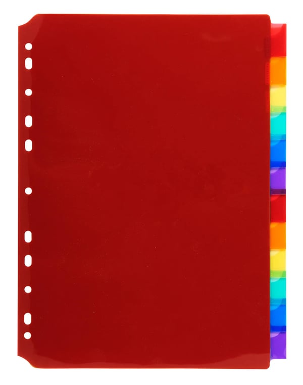 Exacompta 10x PP Dividers, A4, 12 dele - assorterede farver 3912E