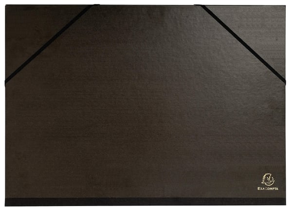 Exacompta 10x Mappe med elastiske stropper sort glittet papir 32x45cm - A3 - Sort 548000E