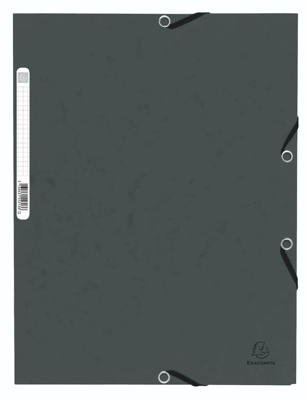 Exacompta 50x Mappe med 3 klapper og elastiske stropper 355 g/m2 hårdglaseret meleret presspap - A4 størrelse - Grå 55313E Exacompta 50x Mappe med 3 klapper og elastiske stropper 355 g/m2 hårdglaseret meleret presspap - A4 størrelse - Grå 55313E