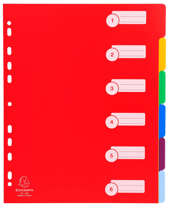 Exacompta 25x PP Dividers, A4 Maxi, 6 dele - assorterede farver 4806E