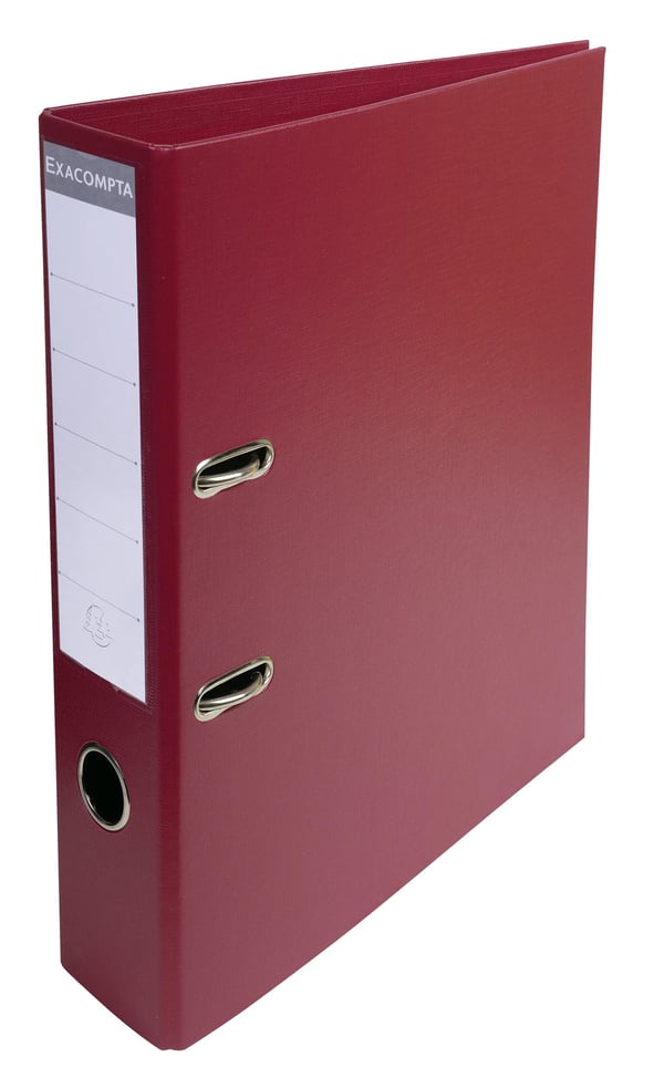 Exacompta 10x PremTouch PVC brevordner, 70mm ryg, 2 ring, A4 - Bordeaux 53704E