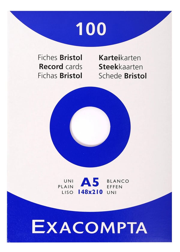 Exacompta 10x Pakke med pladekort 100 hvide 148x210 glatte - hvid 13308E