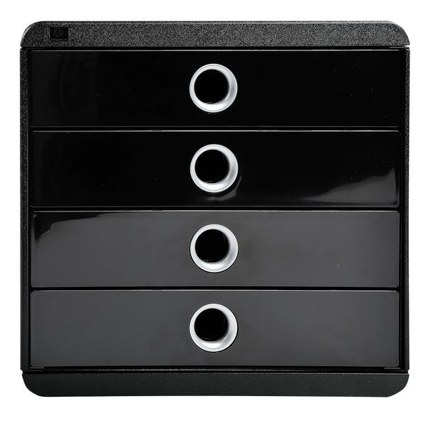 Exacompta POP-BOX skuffesaet til skrivebord - Sort / Sølv 314438D