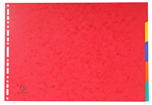 Exacompta 20x Dividers Premium Pressboard, A3, 400gsm, 5 dele - assorterede farver 2905E