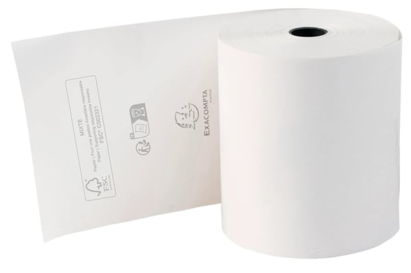 Exacompta 48x Kvitteringsrulle 1ply 55g 80x80mm BPA-fri (pakke med 6) - hvid 43821E