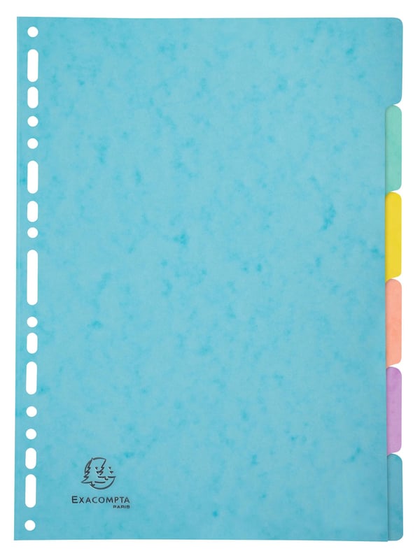 Exacompta 25x Aquarel Dividers A4 6P Pressboard 400g - assorterede farver 7706E