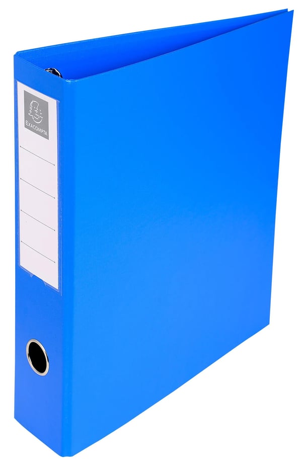 Exacompta 10x Ringbind 4 D-ringe på 50 mm på det 3. omslag, PVC-daekkende karton - Maxi A4 størrelse - Blå 51742E